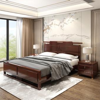8米双人床1.5古典禅意主卧室现代中式家具工厂直销